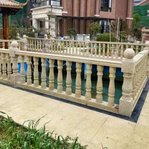 济南黄金麻花岗岩石材栏杆，扶手，将军柱，花瓶柱