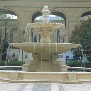 济南 黄金麻花岗岩异型加工——户外庭院石雕流水喷泉