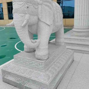 济南 白麻花岗岩动物异形石雕-大象