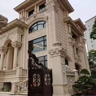 济南 黄金麻花岗岩别墅外墙干挂效果展示