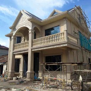 济南 黄金麻花岗岩石材私人别墅雕花门楼柱阳台栏杆