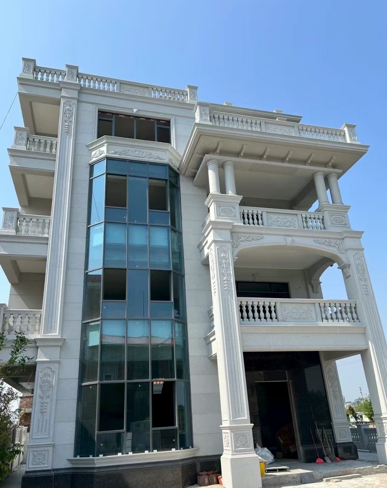 济南 白麻花岗岩别墅外墙干挂效果展示