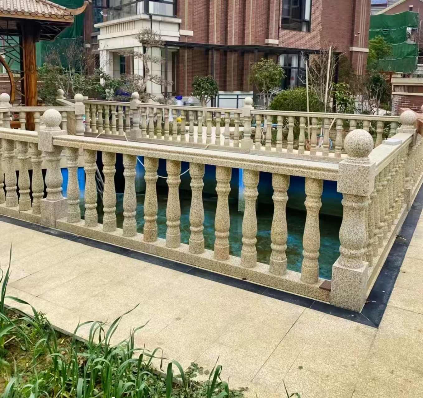 济南黄金麻花岗岩石材栏杆，扶手，将军柱，花瓶柱