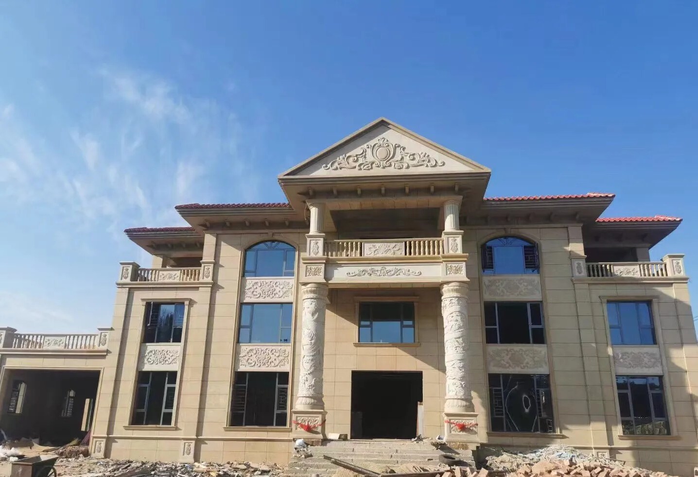 济南 黄金麻花岗岩别墅外墙干挂